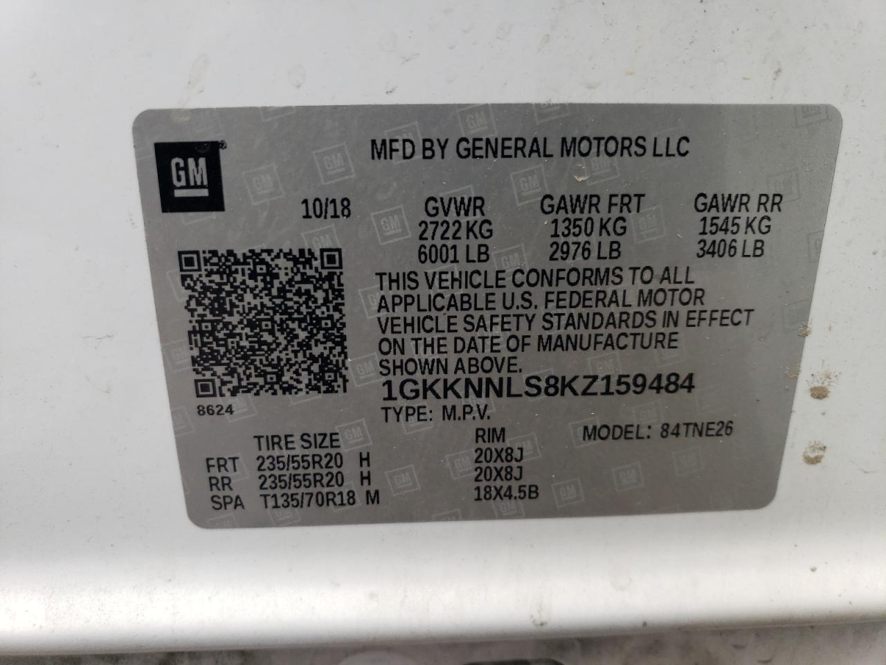 1GKKNNLS8KZ159484 2019 GMC Acadia Slt-2