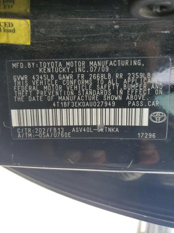 2010 Toyota Camry Base VIN: 4T1BF3EK0AU027949 Lot: 55865214