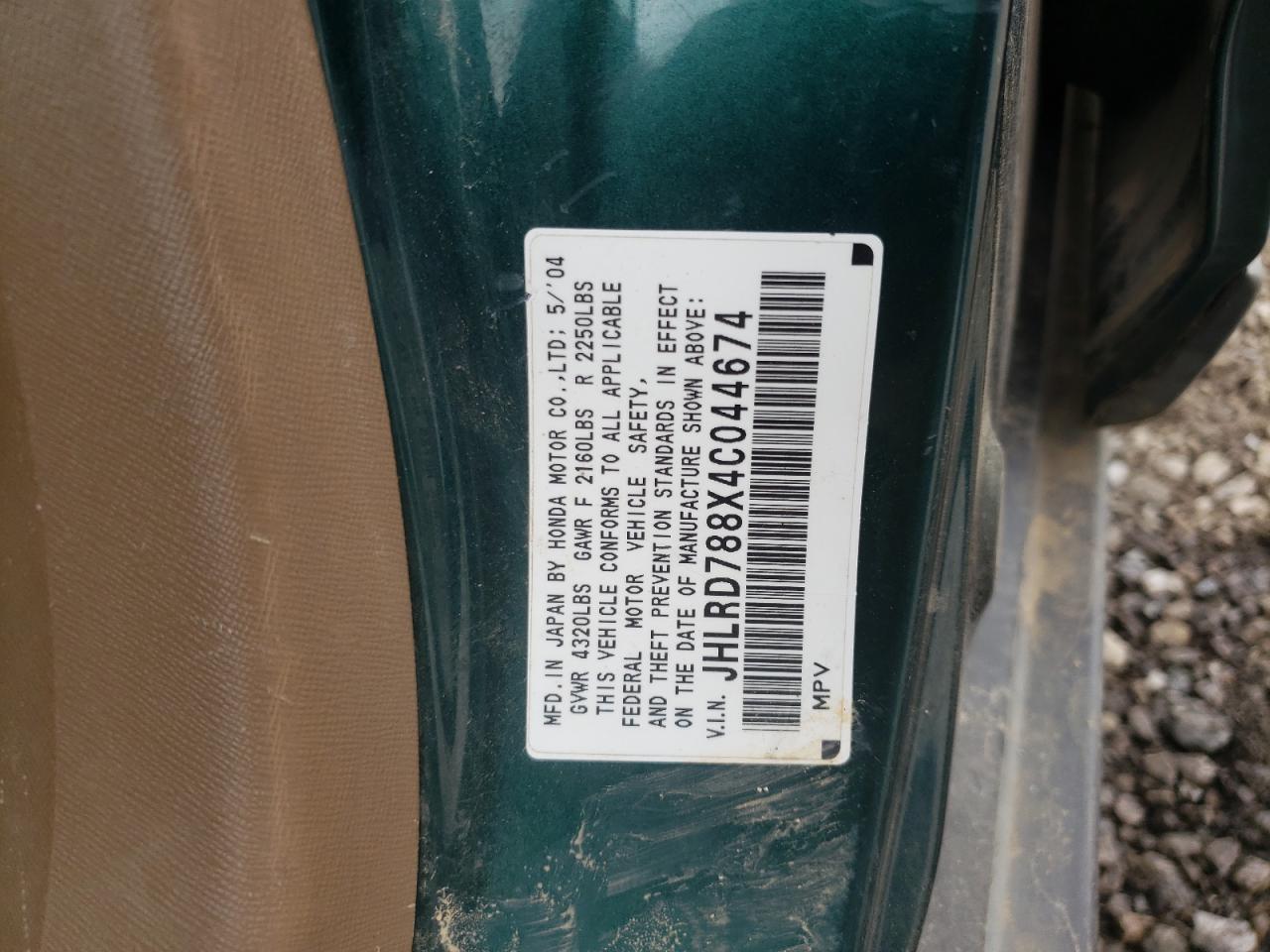 JHLRD788X4C044674 2004 Honda Cr-V Ex