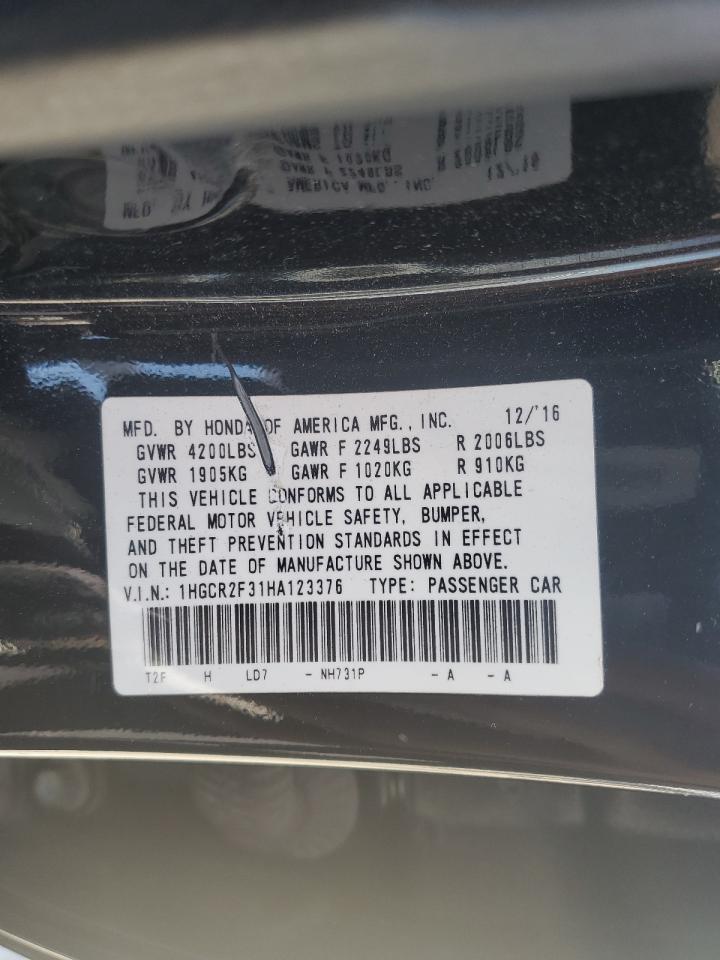 1HGCR2F31HA123376 2017 Honda Accord Lx