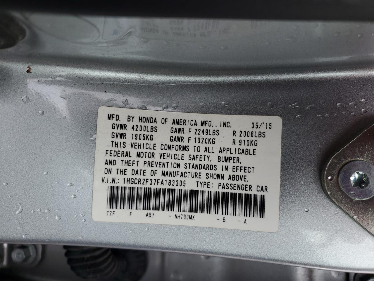 1HGCR2F37FA183305 2015 Honda Accord Lx