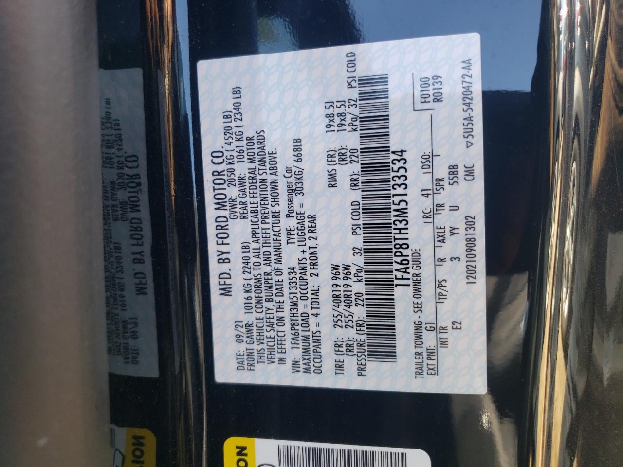 1FA6P8TH3M5133534 2021 Ford Mustang