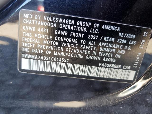 2020 Volkswagen Passat R-Line VIN: 1VWMA7A32LC014532 Lot: 56550204