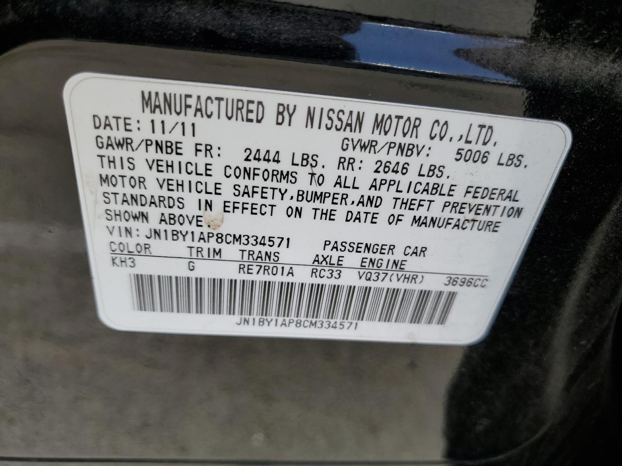 JN1BY1AP8CM334571 2012 Infiniti M37