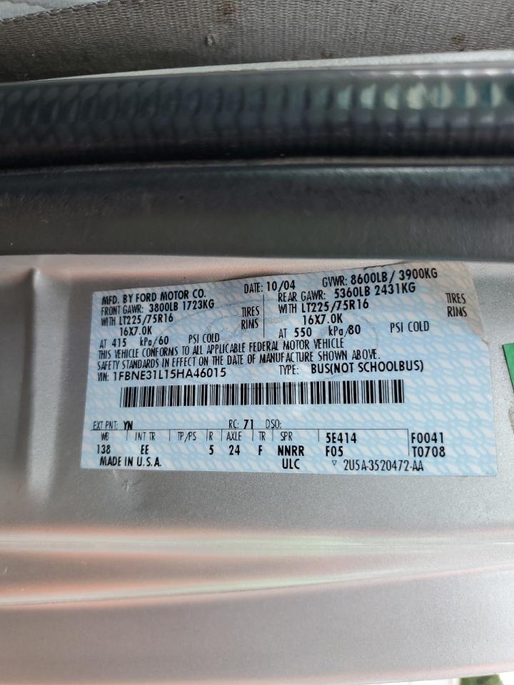 1FBNE31L15HA46015 2005 Ford Econoline E350 Super Duty Wagon