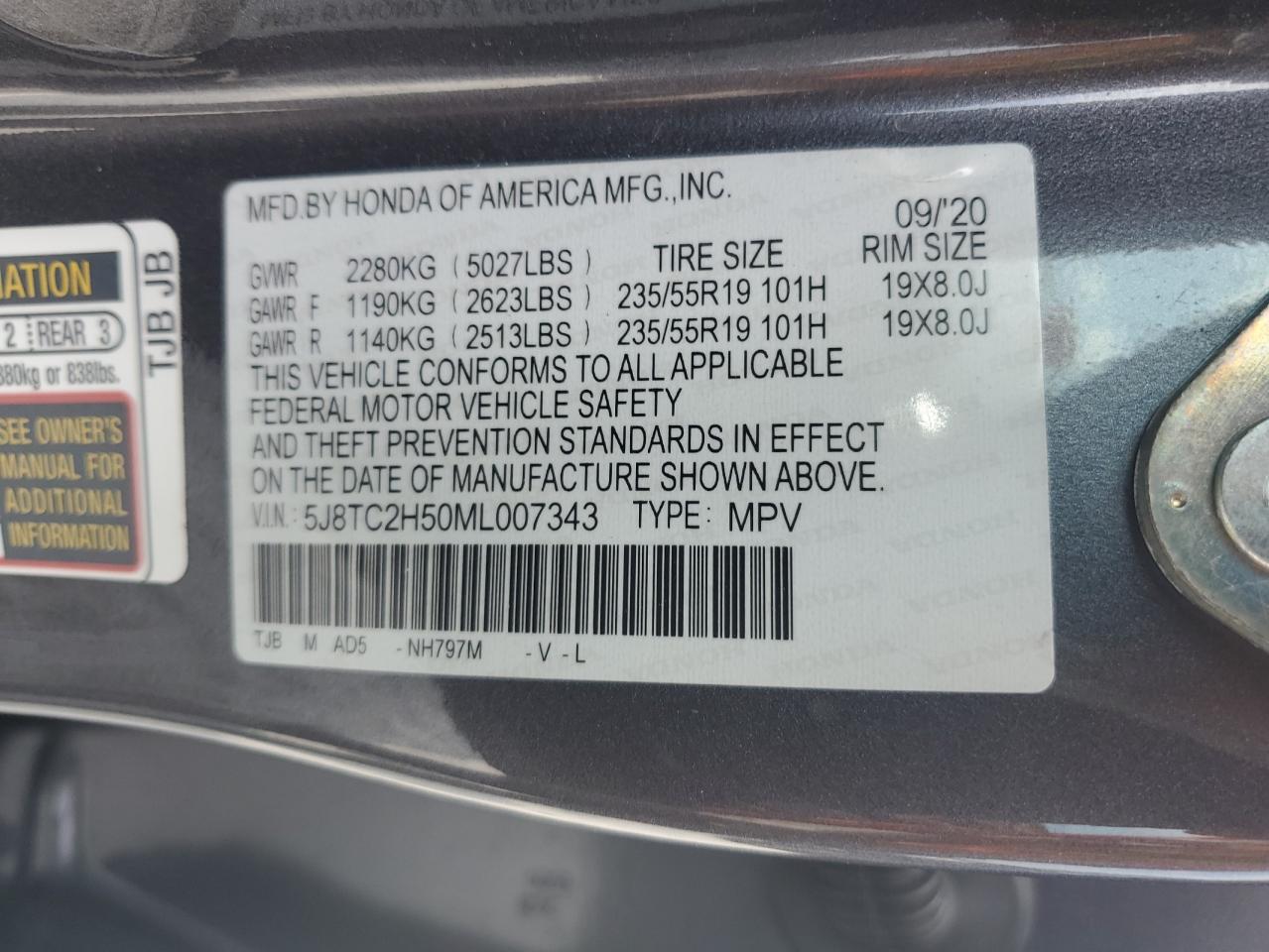 5J8TC2H50ML007343 2021 Acura Rdx Technology