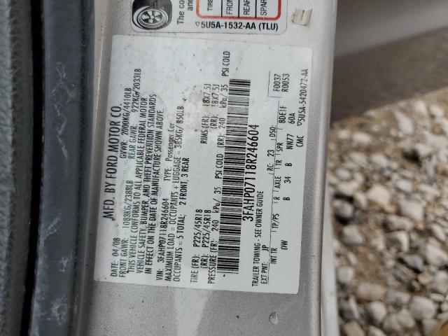 2008 Ford Fusion Se VIN: 3FAHP07118R246604 Lot: 54933884