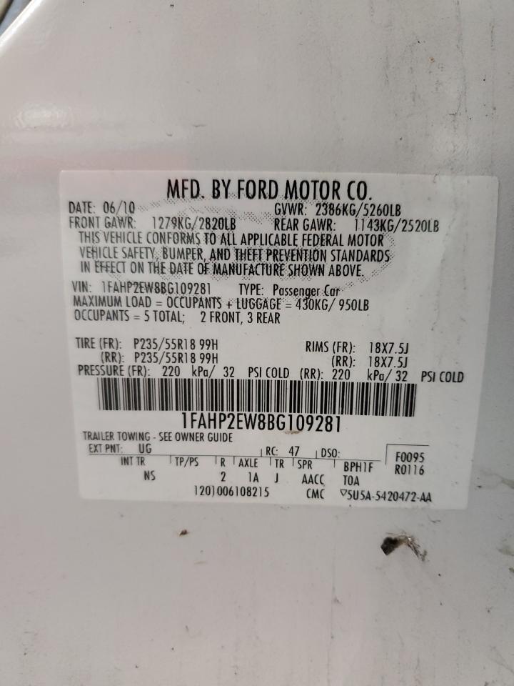 1FAHP2EW8BG109281 2011 Ford Taurus Sel