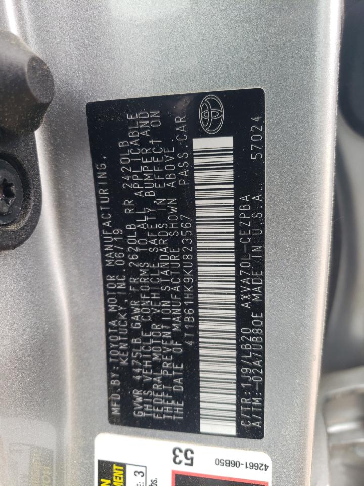 4T1B61HK9KU823567 2019 Toyota Camry Xse