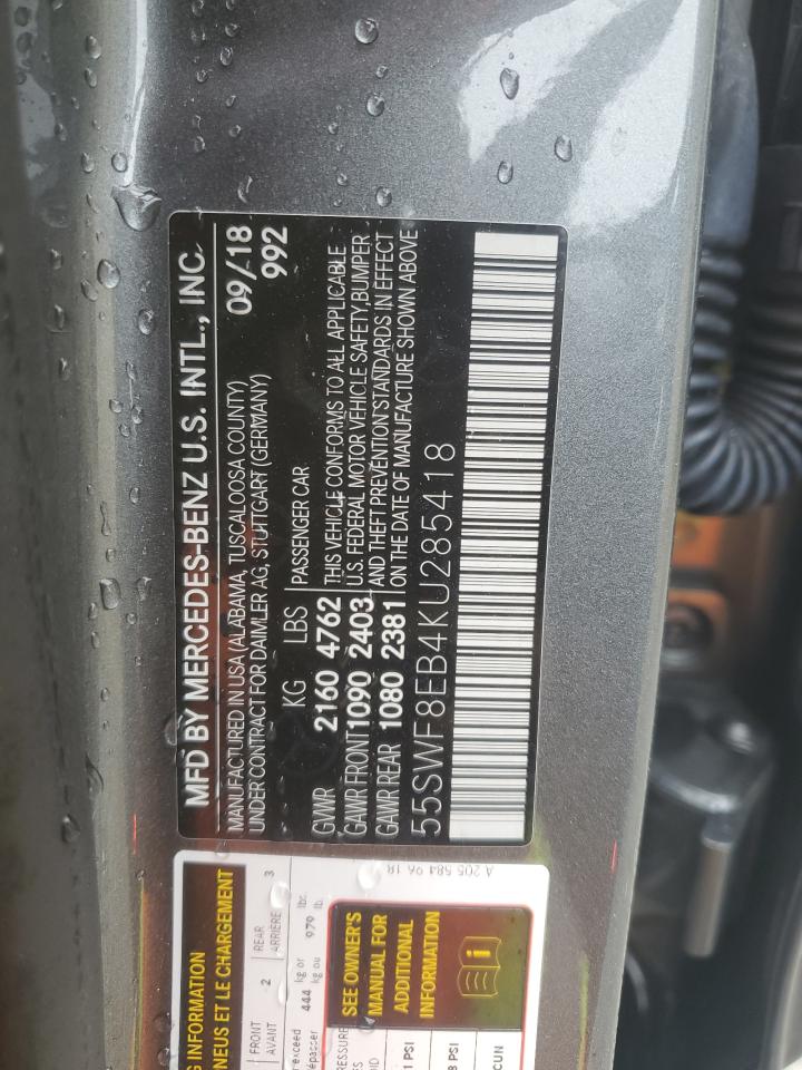 55SWF8EB4KU285418 2019 Mercedes-Benz C 300 4Matic