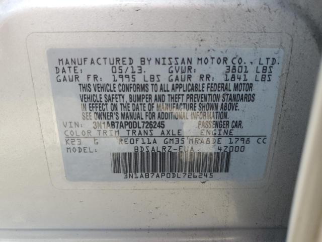 2013 Nissan Sentra S VIN: 3N1AB7AP0DL726245 Lot: 53398594