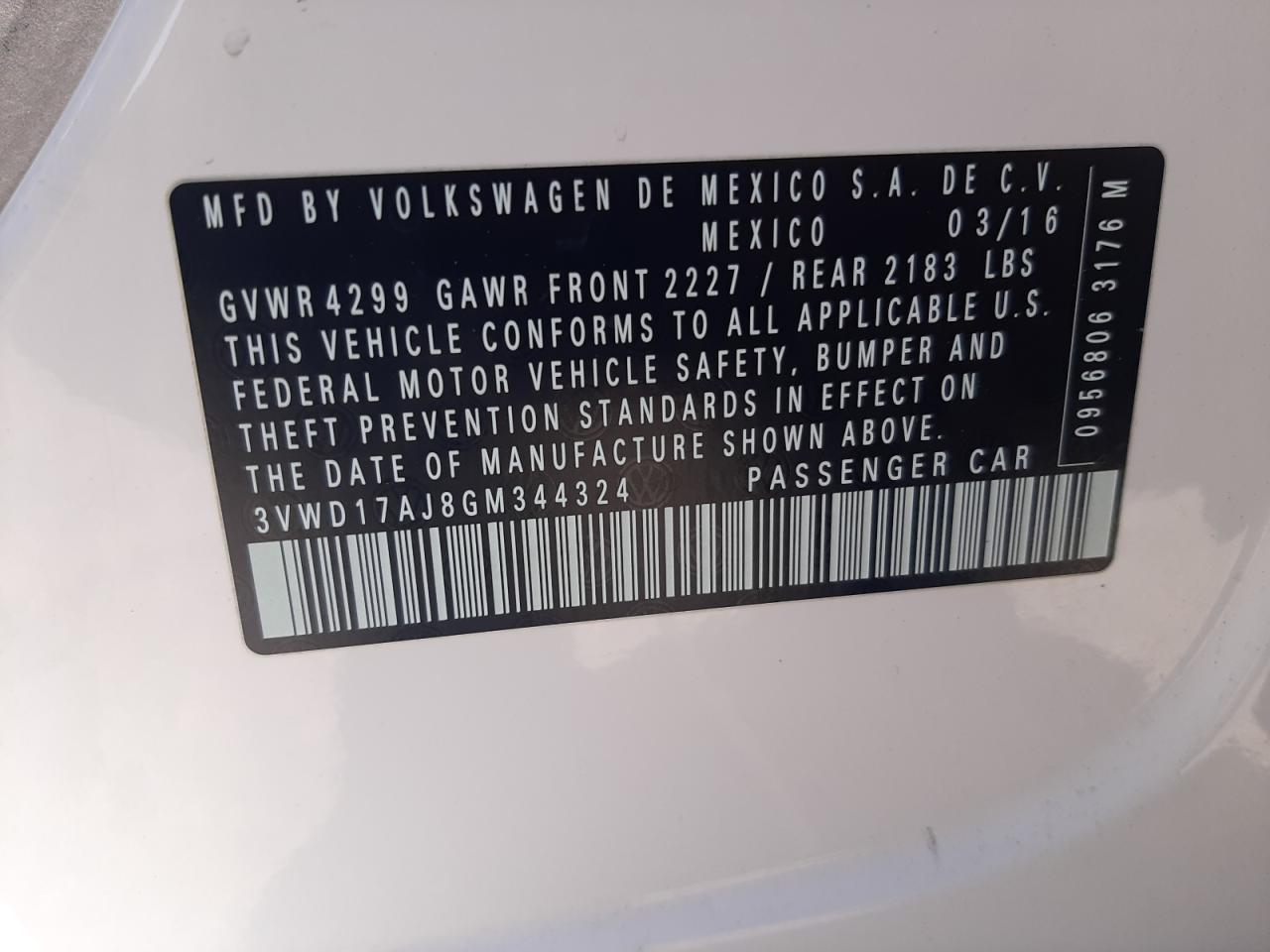 3VWD17AJ8GM344324 2016 Volkswagen Jetta Sport