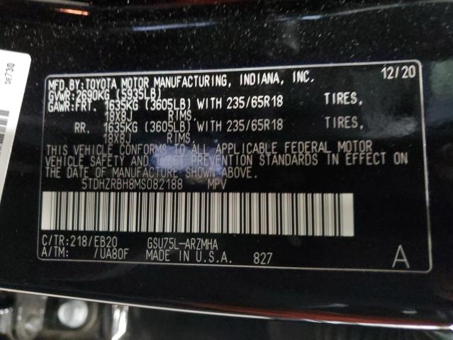 VIN 5TDHZRBH8MS082188 2021 Toyota Highlander, Xle no.14