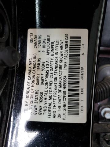 2018 Honda Civic Lx VIN: 2HGFC2F58JH593654 Lot: 54545244