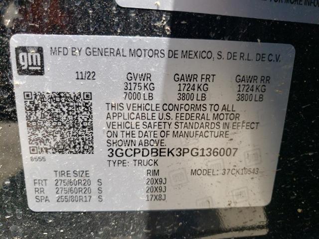 3GCPDBEK3PG136007 2023 Chevrolet Silverado K1500 Custom