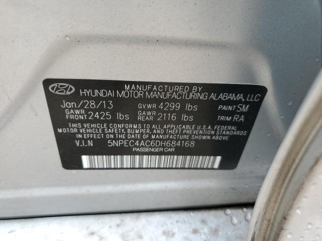 2013 Hyundai Sonata Se VIN: 5NPEC4AC6DH684168 Lot: 53767284