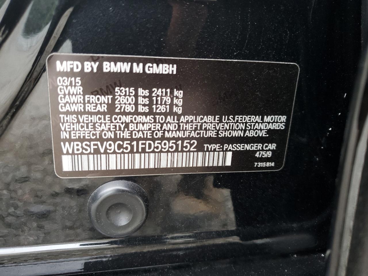 WBSFV9C51FD595152 2015 BMW M5