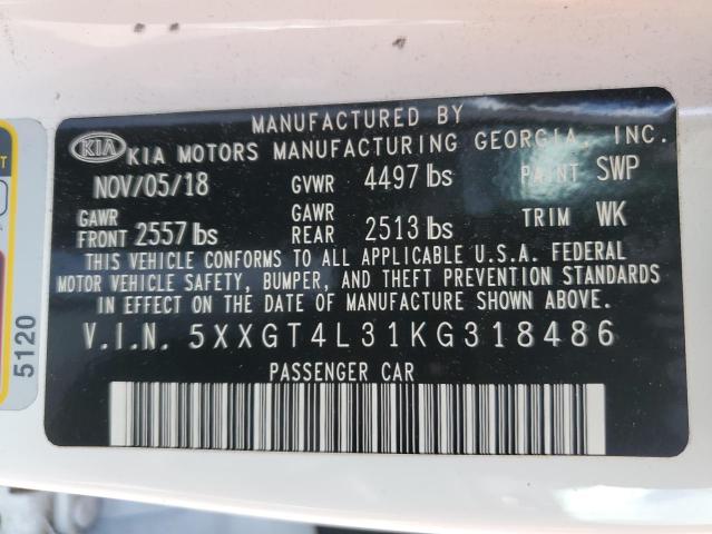 2019 Kia Optima Lx VIN: 5XXGT4L31KG318486 Lot: 53688044