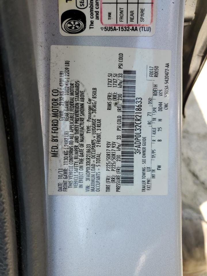 3FADP0L32CR218633 2012 Ford Fusion Hybrid