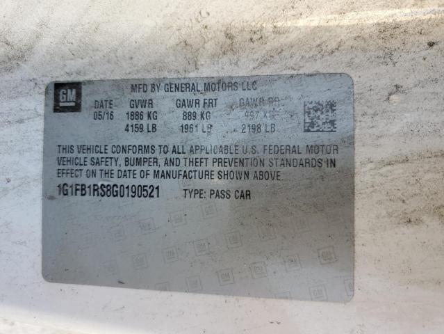 2016 Chevrolet Camaro Lt VIN: 1G1FB1RS8G0190521 Lot: 55482074