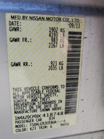 2013 Nissan Leaf S VIN: 1N4AZ0CP0DC418748 Lot: 56849704