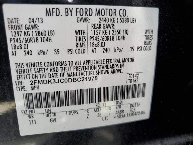 2013 Ford Edge Sel VIN: 2FMDK3JC0DBC21975 Lot: 56100104