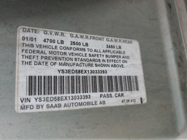 2001 Saab 9-5 VIN: YS3ED58EX13033393 Lot: 55963874