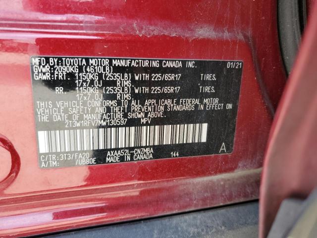 2021 Toyota Rav4 Xle VIN: 2T3W1RFV7MW130597 Lot: 55328714
