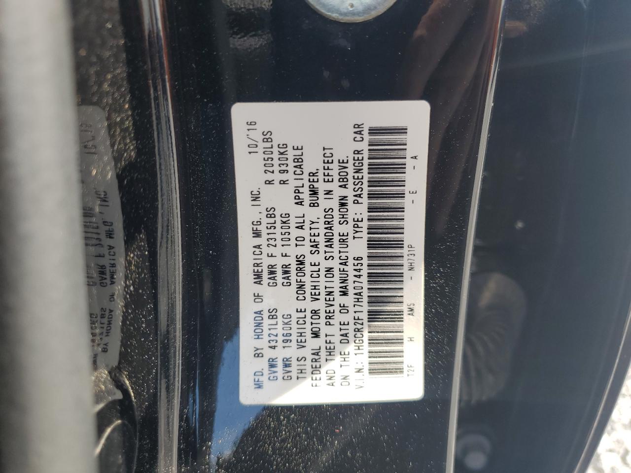 1HGCR2F17HA074456 2017 Honda Accord Sport Special Edition