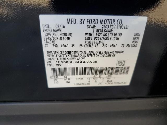 2016 Ford Explorer Xlt VIN: 1FM5K8D86GGC20738 Lot: 56731104