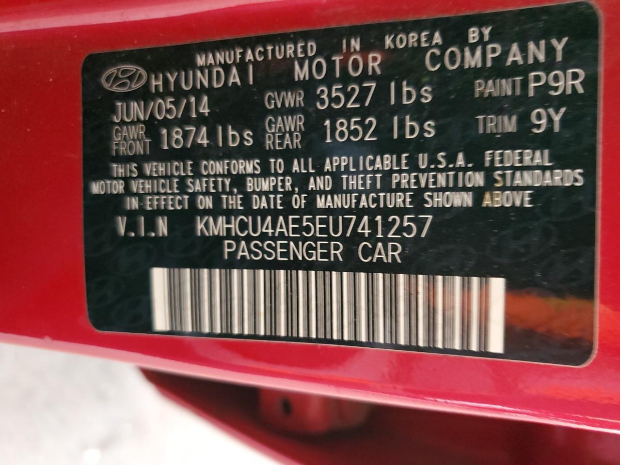 KMHCU4AE5EU741257 2014 Hyundai Accent Gls