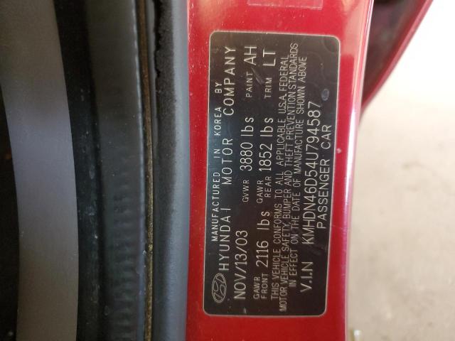 2004 Hyundai Elantra Gls VIN: KMHDN46D54U794587 Lot: 55976244