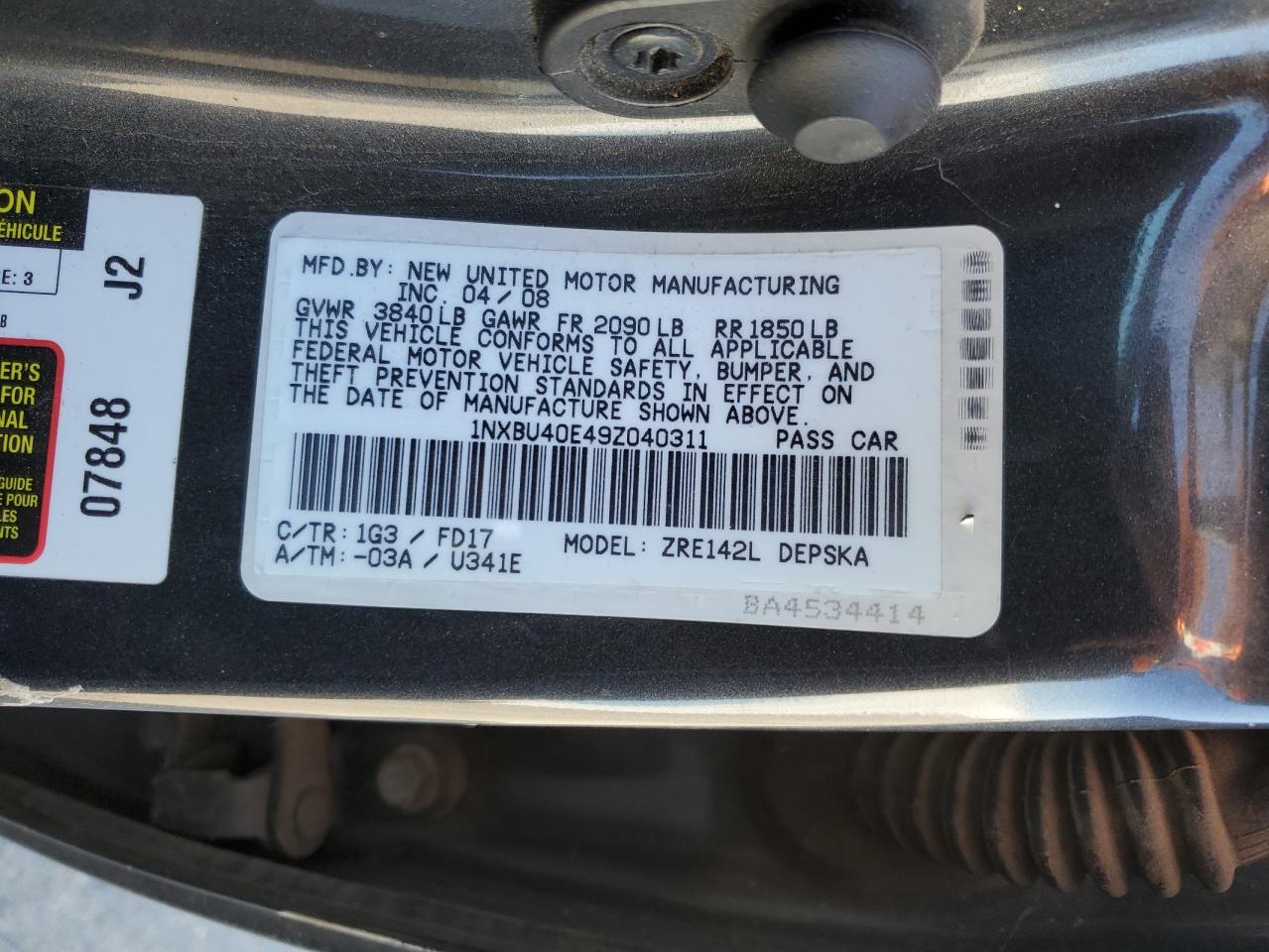 1NXBU40E49Z040311 2009 Toyota Corolla Base