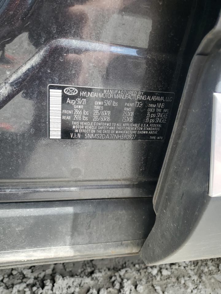 5NMS2DAJ7NH390927 2022 Hyundai Santa Fe Sel