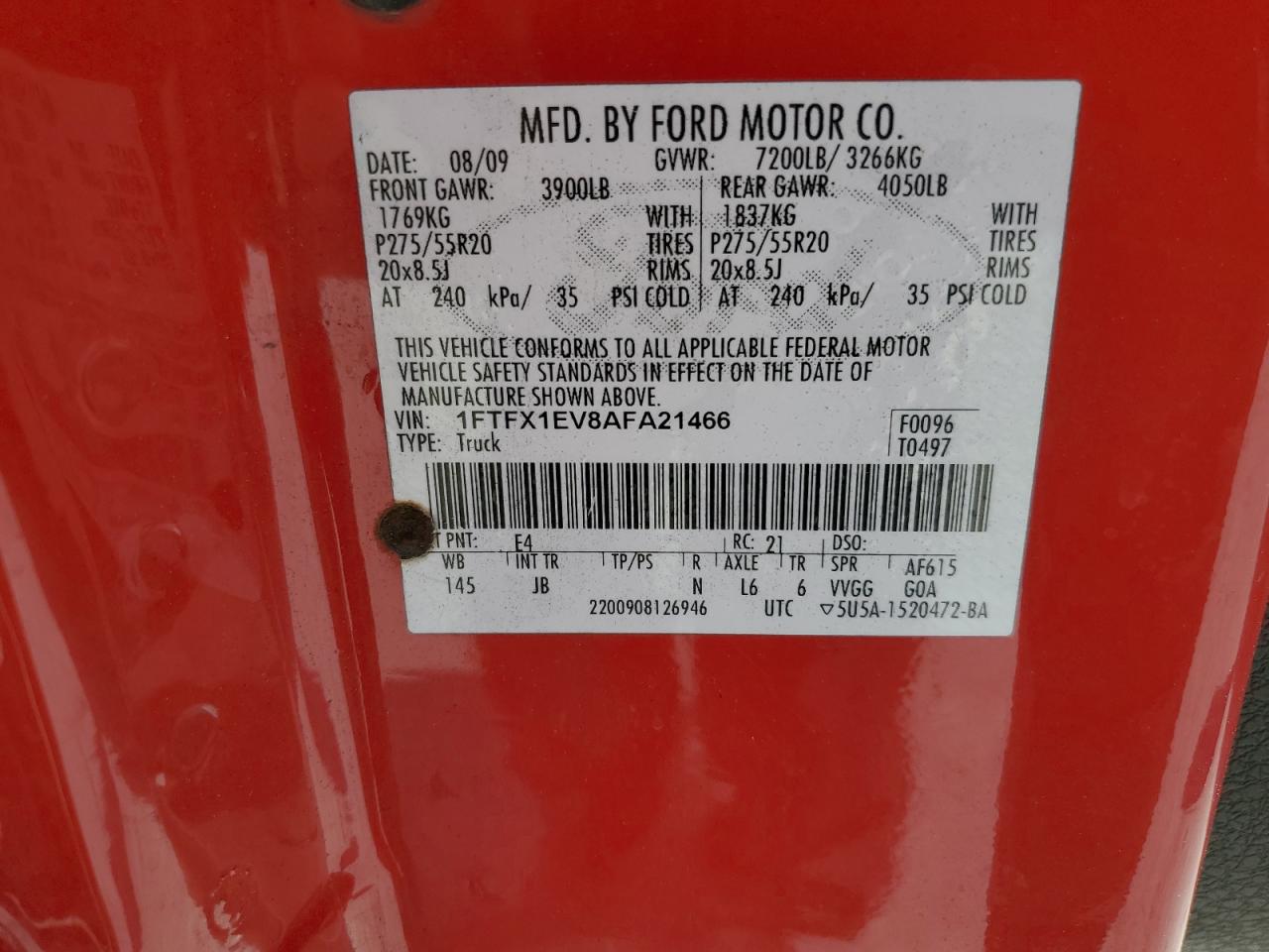 1FTFX1EV8AFA21466 2010 Ford F150 Super Cab