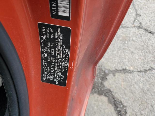 2008 Hyundai Accent Gs VIN: KMHCM36C58U074874 Lot: 54142844