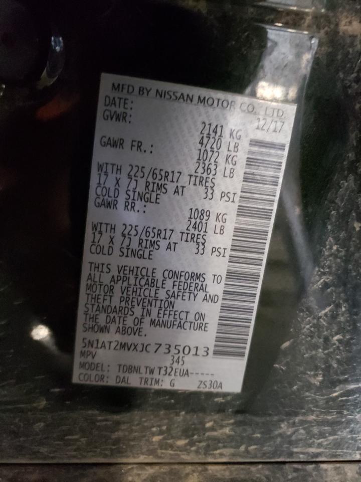 5N1AT2MVXJC735013 NISSAN ROGUE 2018