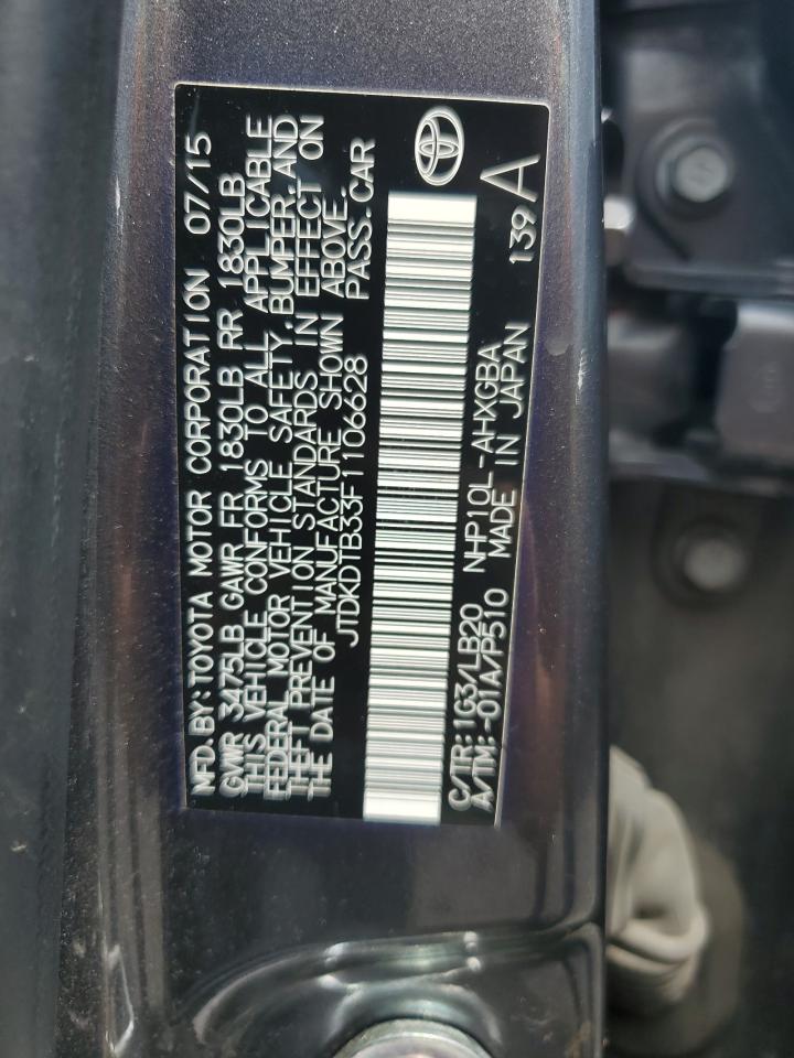 JTDKDTB33F1106628 2015 Toyota Prius C