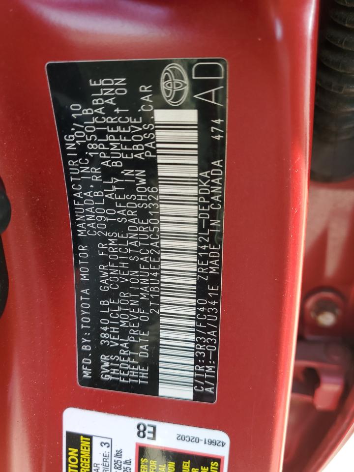 2T1BU4EE2AC501326 2010 Toyota Corolla Base