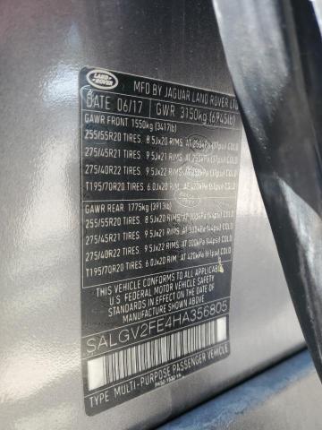 2017 LAND ROVER RANGE ROVE - SALGV2FE4HA356805