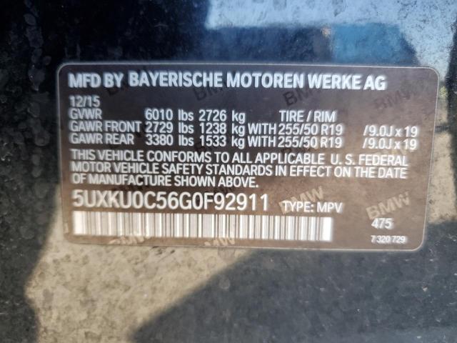 2016 BMW X6 Sdrive35I VIN: 5UXKU0C56G0F92911 Lot: 53804634