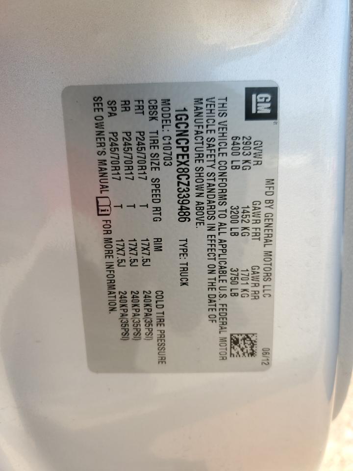 1GCNCPEX8CZ339486 2012 Chevrolet Silverado C1500