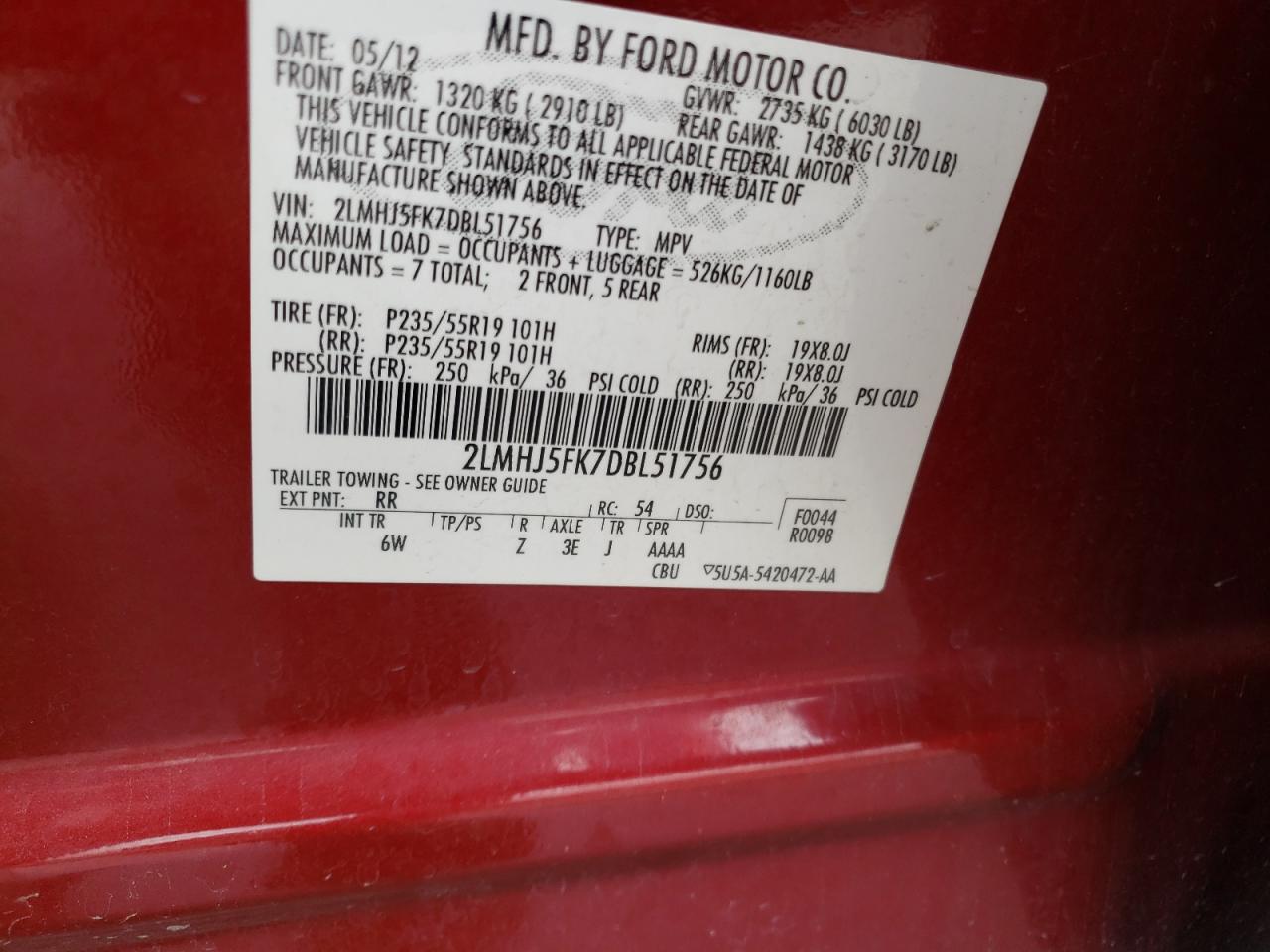 2LMHJ5FK7DBL51756 2013 Lincoln Mkt