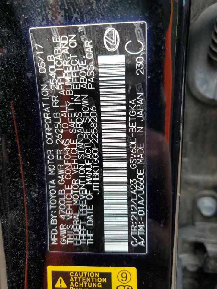 JTHBK1GG0H2258206 2017 Lexus Es 350