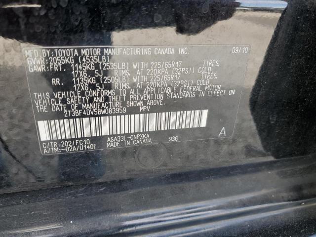 2011 Toyota Rav4 VIN: 2T3BF4DV5BW083959 Lot: 54738424