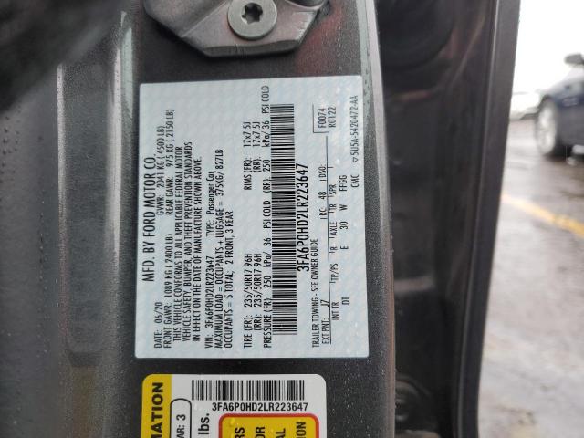 VIN 3FA6P0HD2LR223647 2020 Ford Fusion, SE no.12