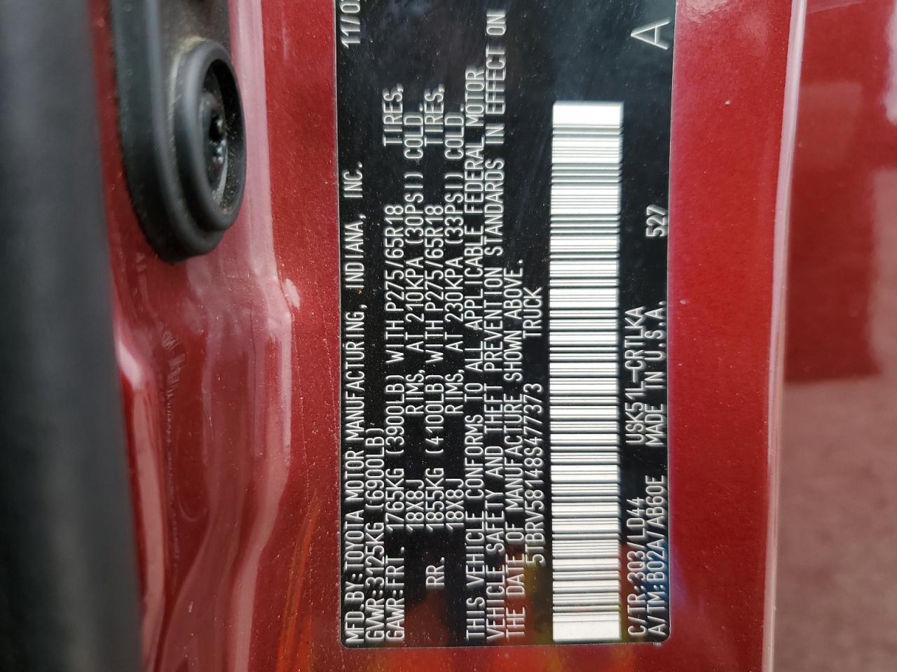 5TBRV58148S477373 2008 Toyota Tundra Double Cab Limited