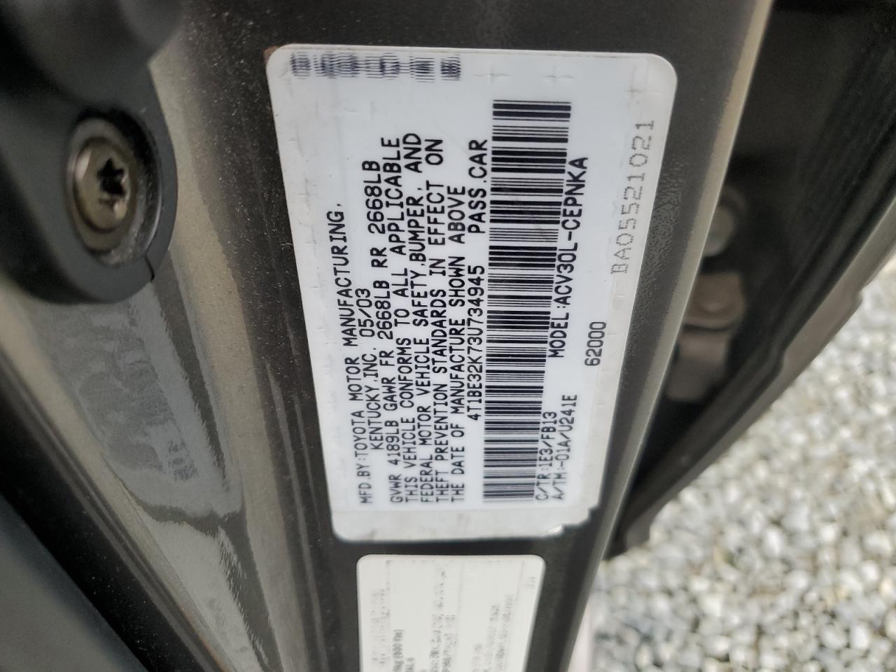 4T1BE32K73U734945 2003 Toyota Camry Le