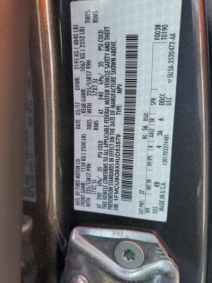 1FMCU9G9XHUD53579 FORD ESCAPE 2017
