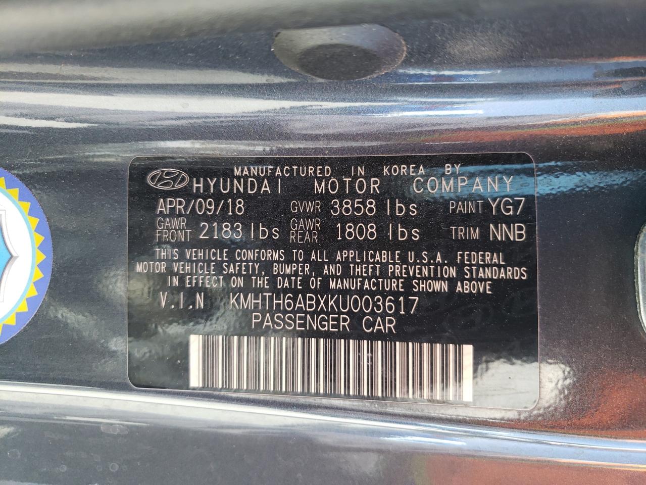 KMHTH6ABXKU003617 2019 Hyundai Veloster Turbo